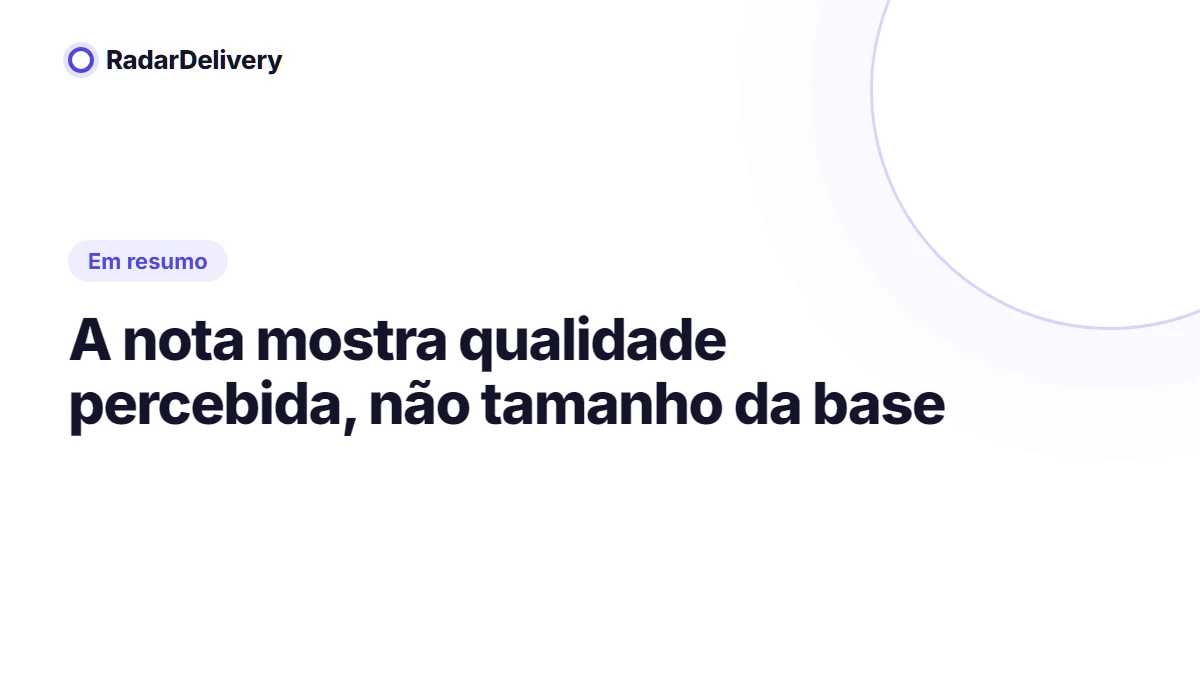 A nota mostra qualidade percebida, não tamanho da base